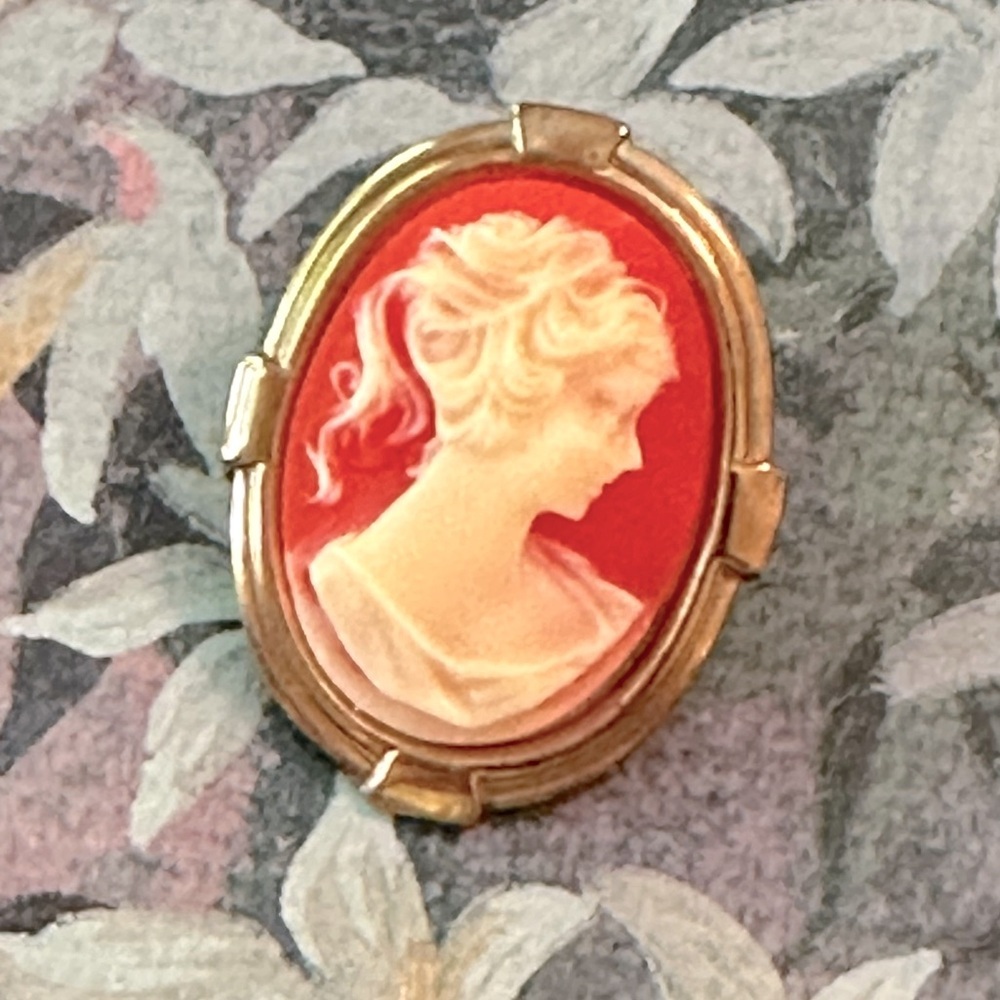 Vintage Mid-Century Modern Lucite Cameo Brooch/Pin Art Deco Design MCM 60's